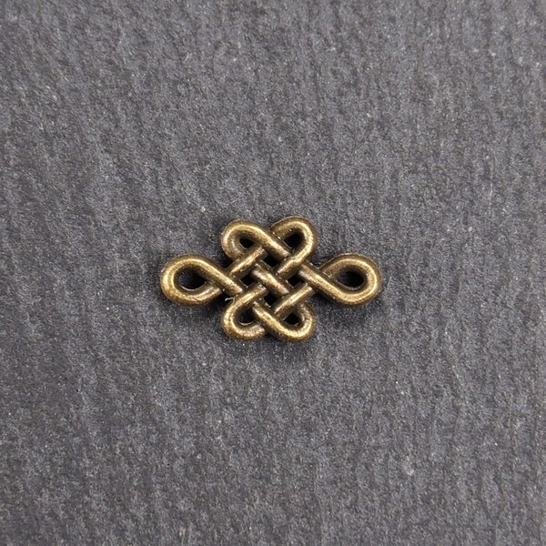 10 Tiny Pendant Connector Celtic Knot Bronze Tone, 10948