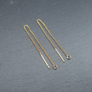 1 pair of pull-through earrings, thread earrings, 83 mm, brass 24 carat gold plated, 10401