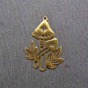1 mushroom pendant, gold-plated stainless steel, 10957