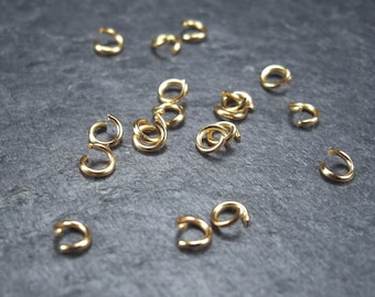 50 jump rings 4 mm, stainless steel, gold-colored, 10112