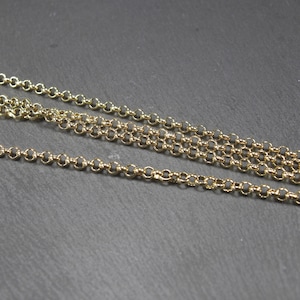 4 mm stainless steel chain gold-plated, 1 m, rolo chain, 10627
