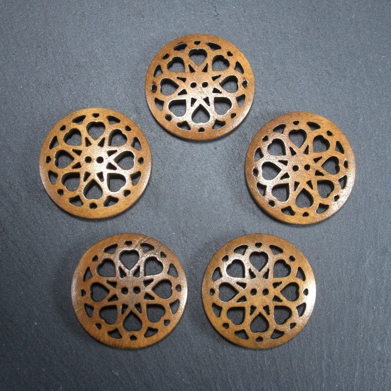 5 buttons wood, 25 mm, wooden buttons, jacket buttons, sweater, 10353 image 6