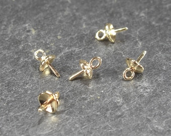 2 bead caps, 5.4 mm, brass, 24 carat gold plated, 10715