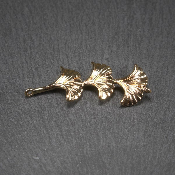 Ginkgo leaves connector gold-plated, 10854