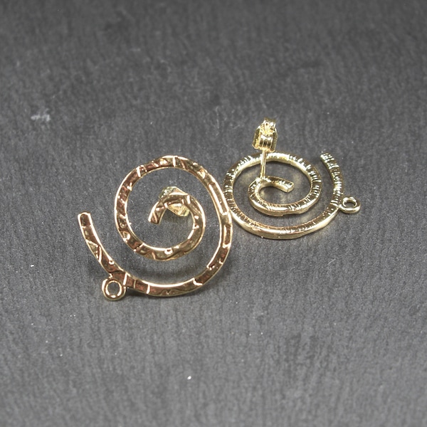 Spiral stud earrings 24k gold plated, 10870