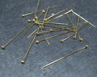 40 ball pins 30 mm, gold, 10158