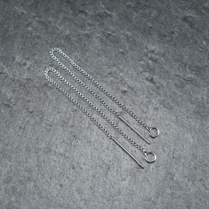 1 pair of pull-through earrings, threading earrings, platinum-colored, 10382