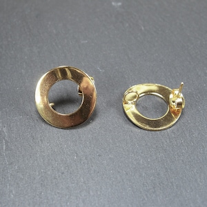 2 pairs of ear studs for pendants, stainless steel gold-colored, leverbacks, 10179