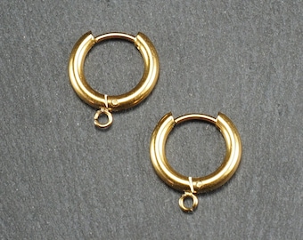 1 pair of hoops for pendants, stainless steel gold-colored, earwires, leverback, 10178