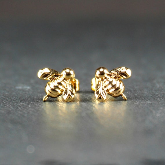 1 Paar Ohrstecker Hummel Biene, 24 Karat vergoldet, 11061