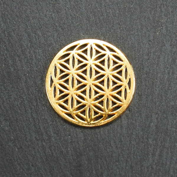 2 connectors flower of life, gold plated, 11017