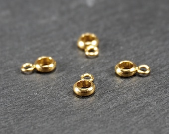 4 Anhängerösen 3 mm Edelstahl vergoldet Anhängerschlaufe, 11213