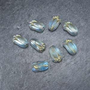 2 Bohemian glass beads, floral, 10360