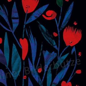 Karte „Blumenwiese“, Collage, DIN A6, 105 x 148 mm, farbig, Postkarte, Trauerkarte, Grußkarte