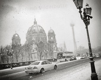 Photography “Schoßbrücke”, Berlin, high-quality photo print, black and white with sepia effect, 20 x 20 cm, photo gift