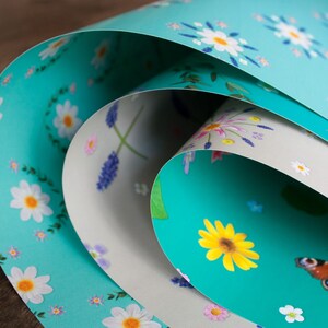 3 Bögen Geschenkpapier „Frühling & Sommer“, Dekopapier, doppelseitig bedruckt mit Blumenmustern