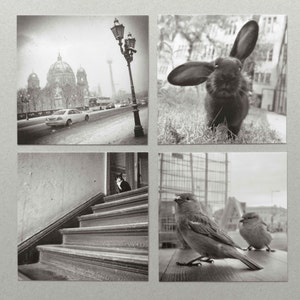 Photography series Berlin, 4 cards in a set, square 12 x 12 cm, black and white with sepia effect image 6