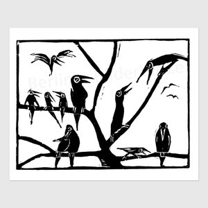 Art print “General Assembly”, high-quality offset print from linocut, 45 x 31.5 cm, gift