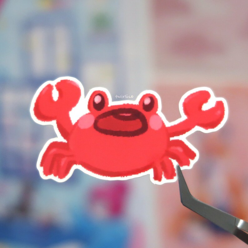 glossy vinyl sticker red crabby image 1