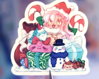 glossy vinyl sticker - holiday chibi twirl