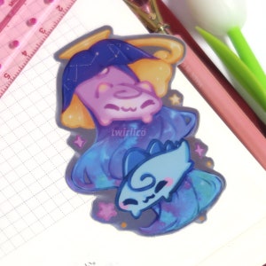 holographic glossy vinyl sticker - cosmic tea