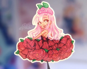 glossy vinyl sticker - flower dress twirl