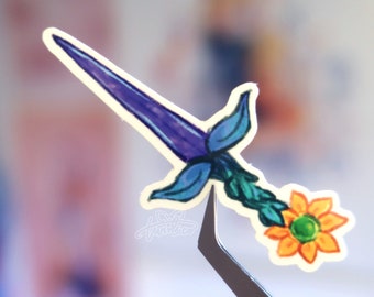 glossy vinyl sticker - twirl's sunflower crystal dagger