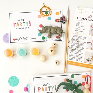Party Animal Safari Party Favor DIY Keychain Kit | Kids Birthday Safari Animal Birthday Party | Jungle Animal Theme Party| Kids Party Favor