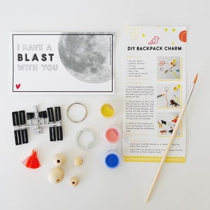 Kids Astro Space Mini Party Favor DIY Keychain Kit | Kids Space Theme Birthday Party | Out of this World Party Favor