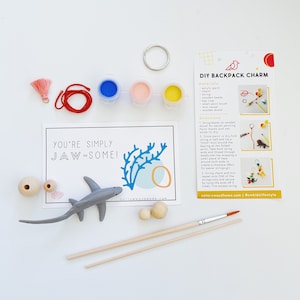 Shark Party Favor DIY-sleutelhangerset voor kinderen | Verjaardagsfeestje haai voor kinderen | Prachtig themafeestje