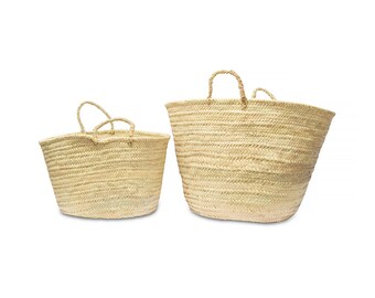 Straw Baskets with Handles | Modern Home Storage Baskets | Entry Way Kids Room Storage and Organization | Summer Beach Basket