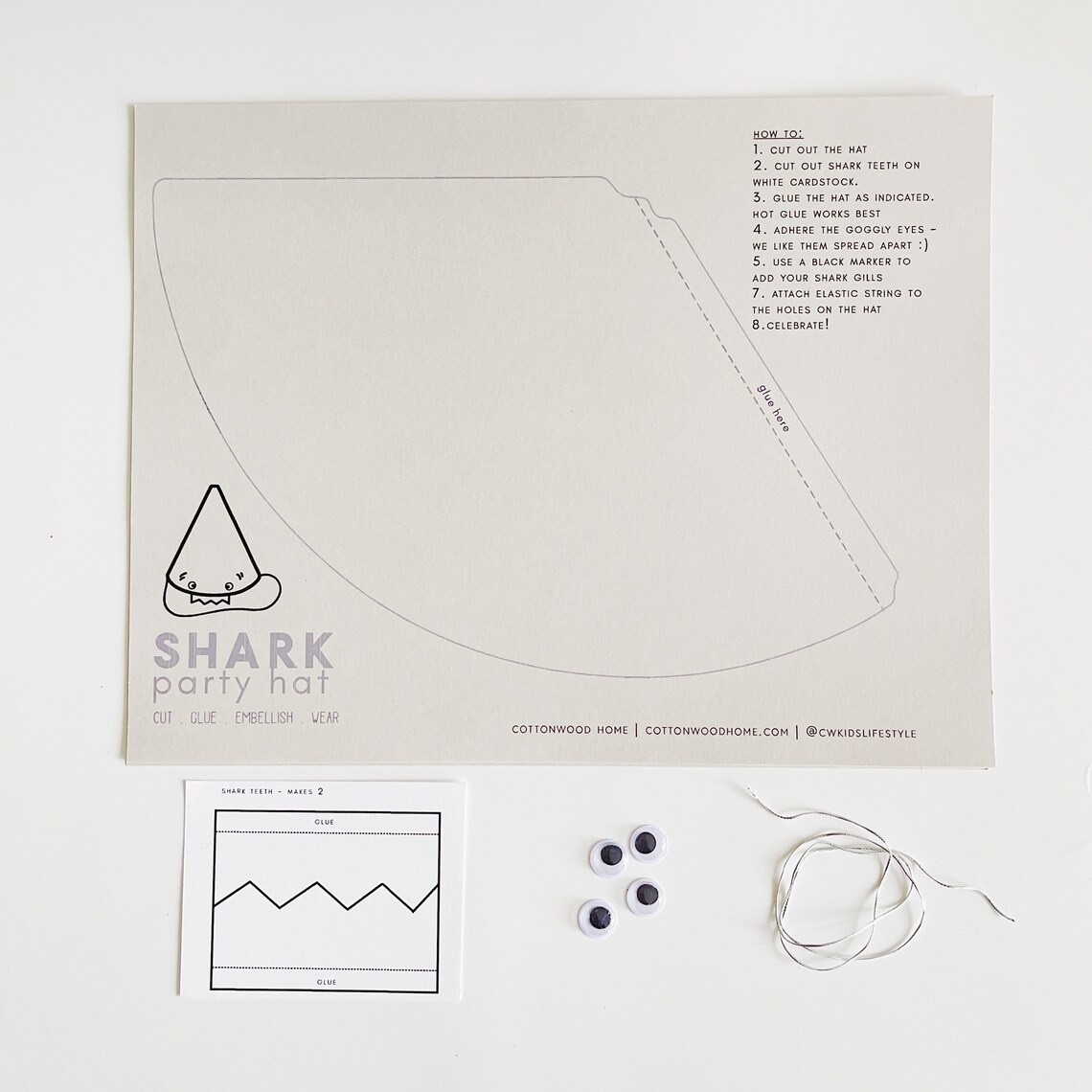 DIY Printable Shark Party Hats Instant Digital Download | Etsy