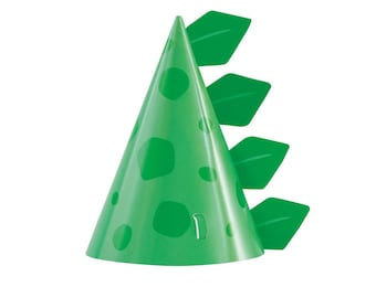 Set of 8 Green Dino Party Hat | Dinosaur Theme Kids Birthday Party | THREE Rex Dino Party Decor | Dino Theme Party Favor