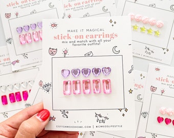 Kids Stick-On Earring Jewels | Princess Party Favors (6 Pack)