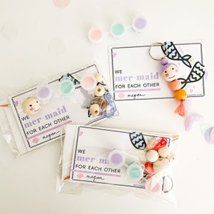 Kids Mermaid Party Favor DIY Keychain Kit | Pastel Under The Sea Birthday Party | Magical Little Mermaid Theme Party Favor