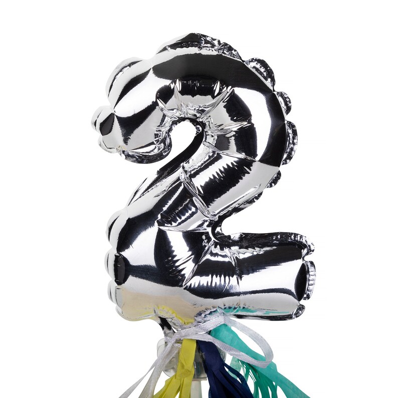 Mini Number Balloon Tassel Cake Topper With Candles Silver Etsy