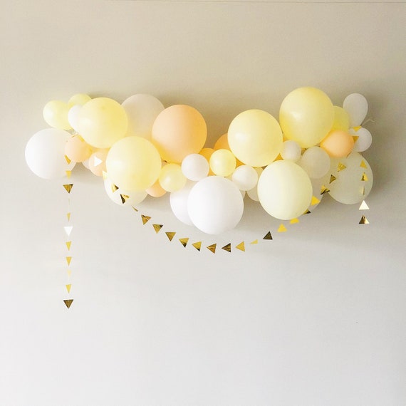 Bee Day Balloon Garland Kit. Yellow Orange Honey Bee Balloon Garland. Pale Yellow Blush Party Decor. DIY Balloon Garland Kit