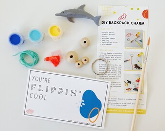 Ocean Theme Mini Party Favor DIY Keychain Kit | Whales and Dolphins Kids Birthday Party | Under the Sea Party Favor Summer Kids Activity