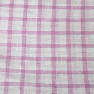 Leinenstoff Ökotex rosa  kariert 125 g/m2 ~ Leinen Sommerleinen