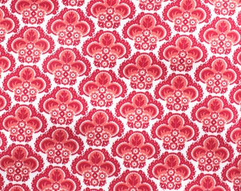 25 x 420 cm resterend stuk katoenen stof Ökotex ~ hibiscus retro ~ satijn 160 cm breed bloemen vintage patroon