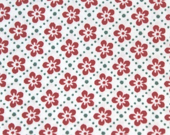 Flower check ~ Ökotex ~ tissu à fleurs en coton rouge vert
