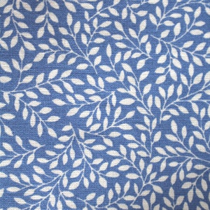 Ökotex ~ "DELFT white leaves on a blue background ~ Westfalenstoffe cotton fabric blue navy