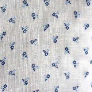 blue floral linen white blue light blue 130 g/m2 ~ linen fabric floral dirndl
