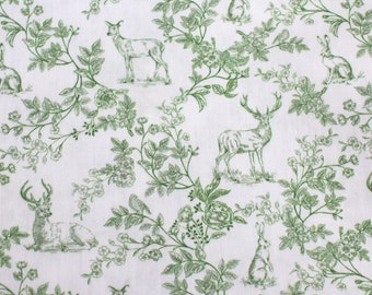 Ökotex ~ Toile de Jouy light green cotton fabric cotton poplin