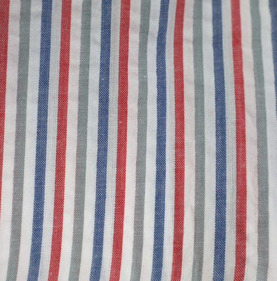 GOTS Baumwollstoff Seersucker rot blau grau gestreift