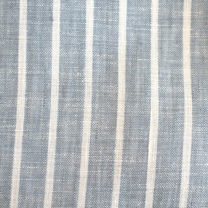 Linen fabric Ökotex dove blue wide stripes 125 g/m2 ~ Linen white blue stripes