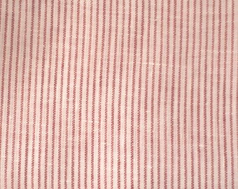 Linen fabric Ökotex w/red EXTRA finely striped 125 g/m2 ~ Linen