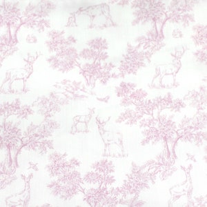 Ökotex ~ Toile de Jouy tecido de algodão rosa crocus popeline de algodão