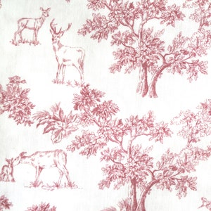 Ökotex ~ Toile de Jouy tecido de algodão vermelho cereja popeline de algodão vermelho