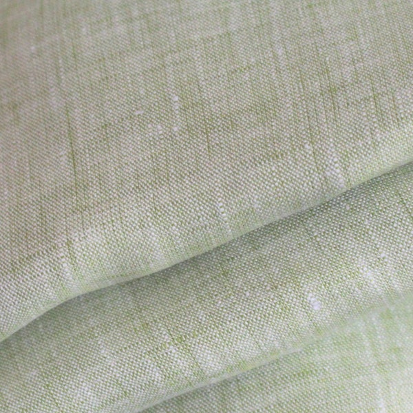 Ökotex Leinen lindgrün   113 g/m ~ Leinenstoff uni Stoffbreite 170 cm  leicht Taschentuchleinen grün
